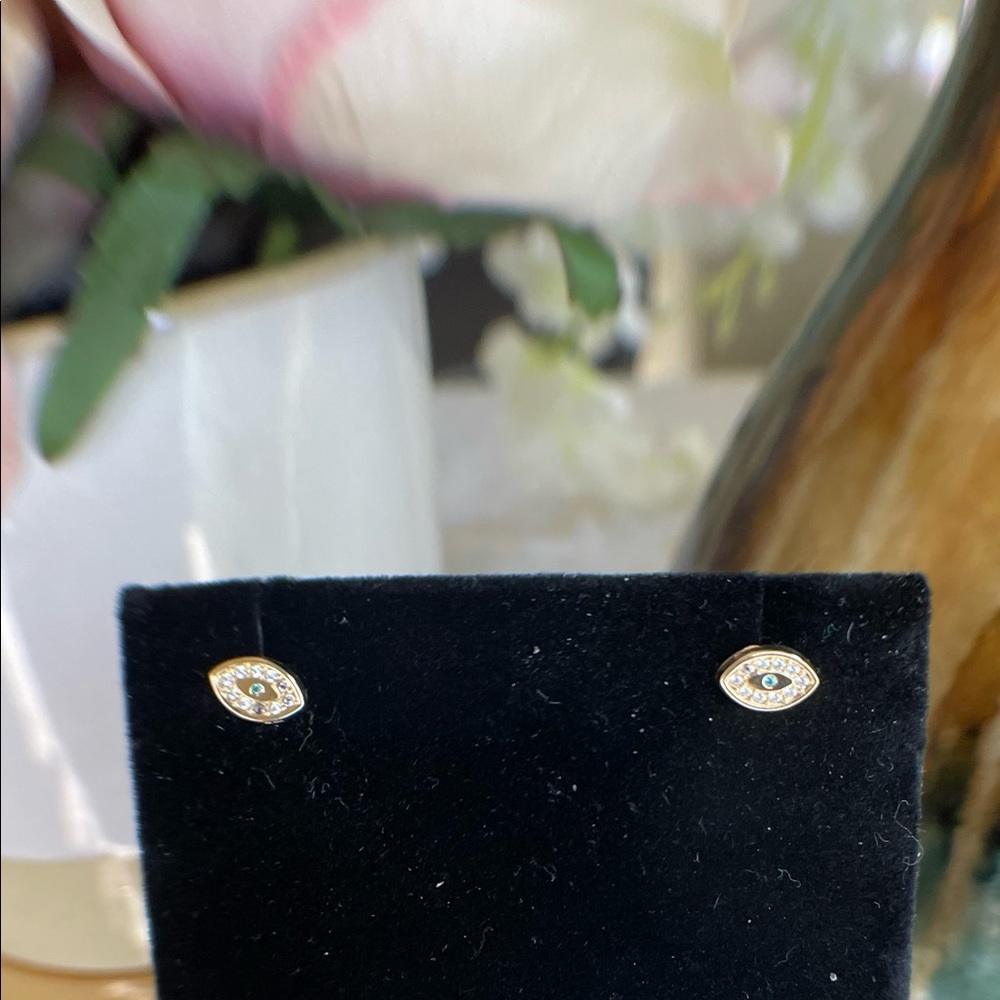 14K Gold Earrings- Evil Eye